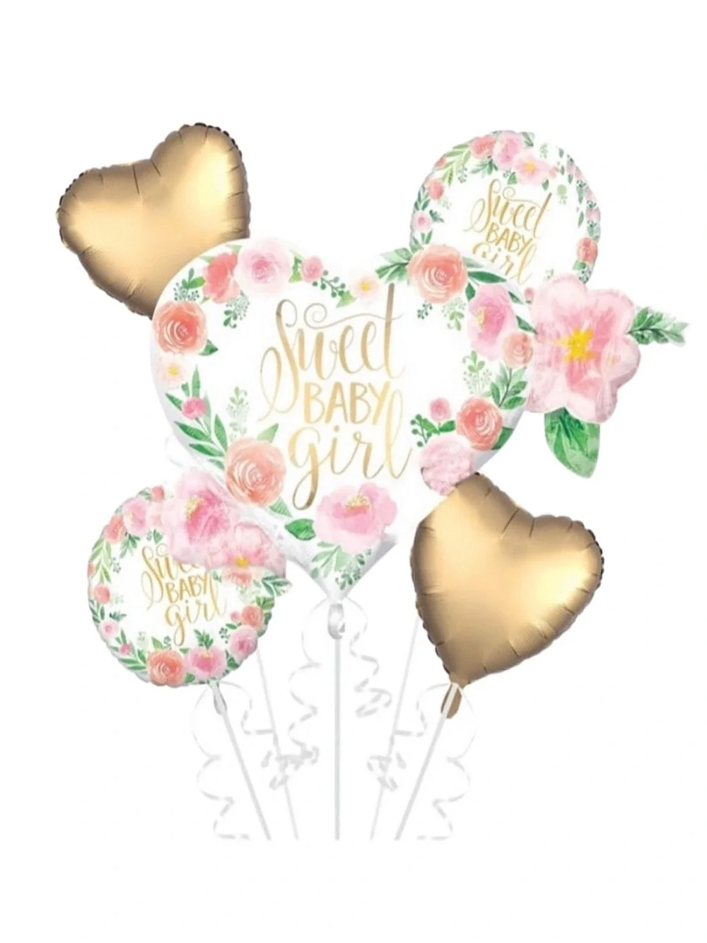 FLORAL Sweet Baby Girl Balloon Bouquet New